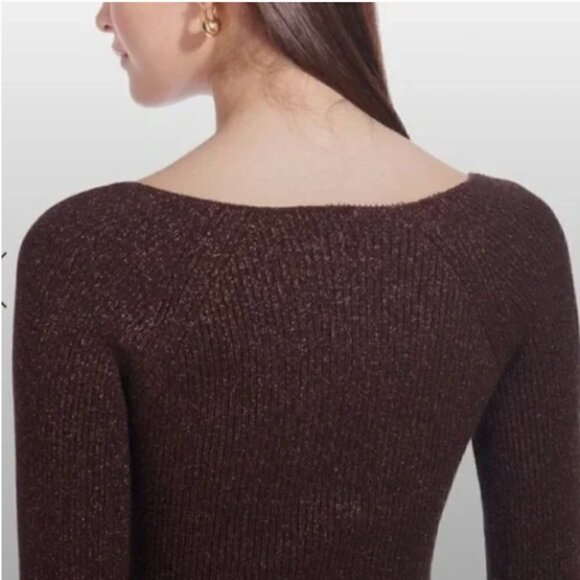 NEW Staud Cerro Brown Metallic Knit Top - Picture 5 of 6